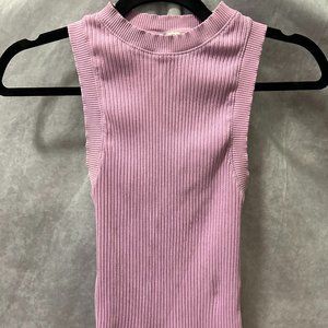 Zara Lilac High Neck Ribbed Tank